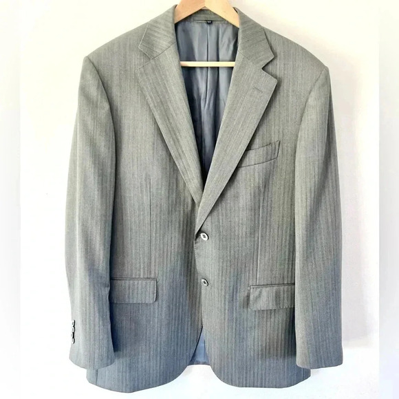 Blazer Homme Suitsupply Napoli - Taille UK40R - Gris Rayé Pure Laine S110s - Slim Fit